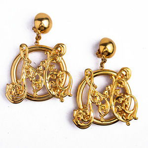 Moschino Gold Baroque Monogram Drop Earrings